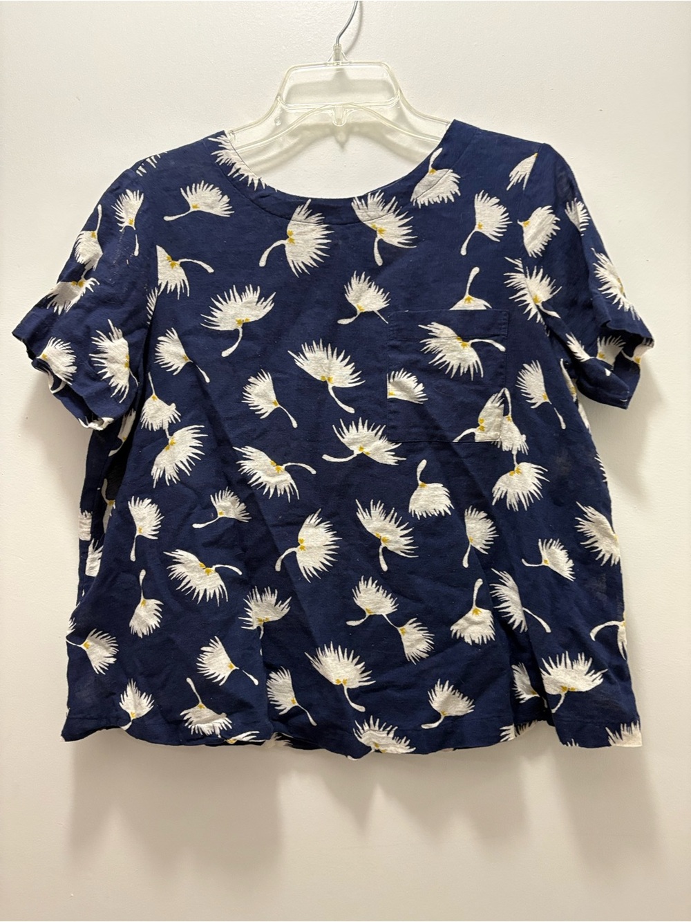 Old Navy Navy Blue Short-Sleeve Floral Pocket Tee